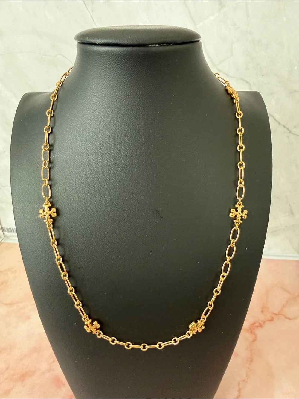 Tory Burch | Gold Plated Icon Logo and Link Chain Necklace